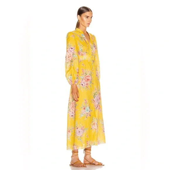 NWT Zimmermann Zinnia Dress – Yellow Floral Midi – Size 0P - Picture 2 of 8